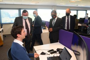 Minister Vaughan Gething and John Griffiths visit Indigo HQ